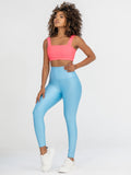 Legging control abdomen color azul celeste brillante