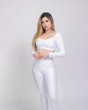 Legging brillante efecto cuero control abdomen color blanco