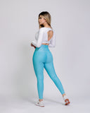 Legging mate deportivo control abdomen color azul bebé