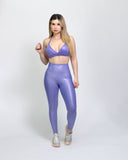 Legging brillante efecto cuero control abdomen color lila