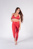 Legging brillante efecto cuero control abdomen color rojo labial