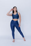 Legging brillante efecto cuero control abdomen color azul petróleo